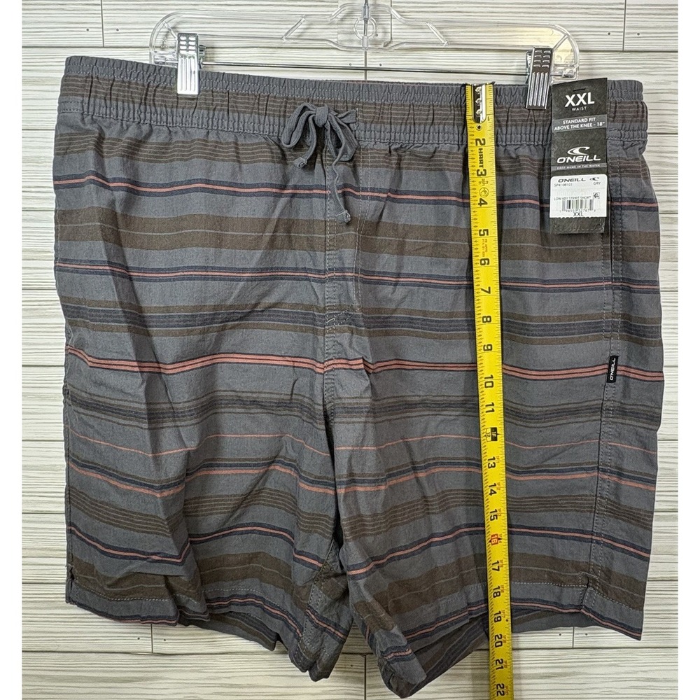 ONeill Men's Low Key Casual Striped Shorts Gray Red Sz 2XL Summer Beach - Picture 7 of 8